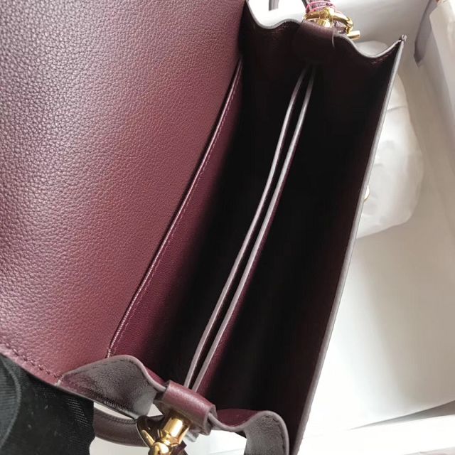 Hermes original evercolor leather roulis bag R18 bordeaux
