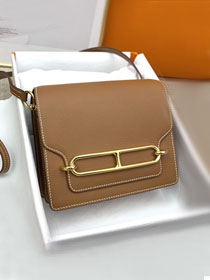 Hermes original evercolor leather roulis bag R18 gold brown