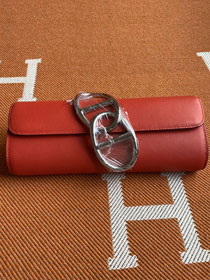 Hermes original swfit leather egee clutch E001 red