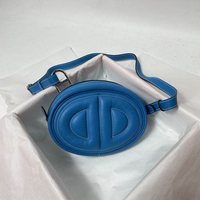 Hermes original swift leather roulis in-the-loop bag HR0019 blue frida