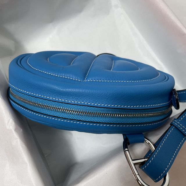 Hermes original swift leather roulis in-the-loop bag HR0019 blue frida