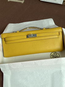 hermes original swfit leather kelly cut 31 clutch H032 amber