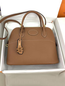 Hermes original togo leather medium bolide 31 bag B031 gold brown