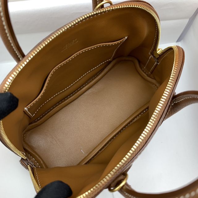 Hermes original chevre leather mini bolide bag H018 dark brown