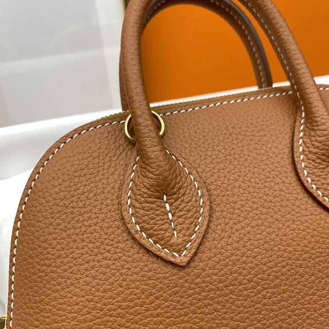 Hermes original chevre leather mini bolide bag H018 gold brown