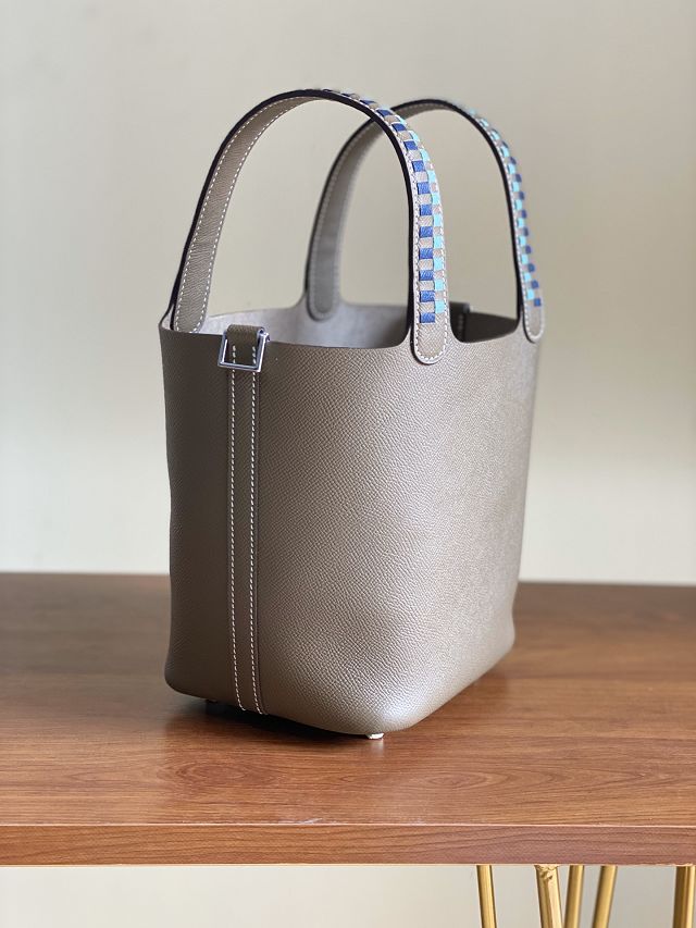 Hermes original epsom leather picotin lock 22 bag HP0022 etoupe grey