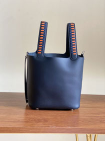 Hermes original epsom leather small picotin lock bag HP0018 navy blue