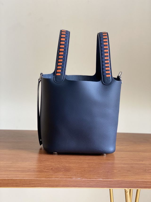 Hermes original epsom leather small picotin lock bag HP0018 navy blue