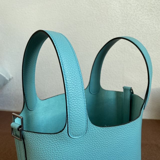 Hermes original togo leather picotin lock bag HP0022 blue atoll