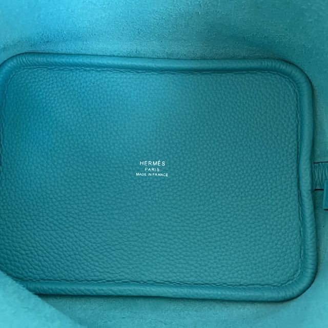 Hermes original togo leather small picotin lock bag HP0018 blue atoll