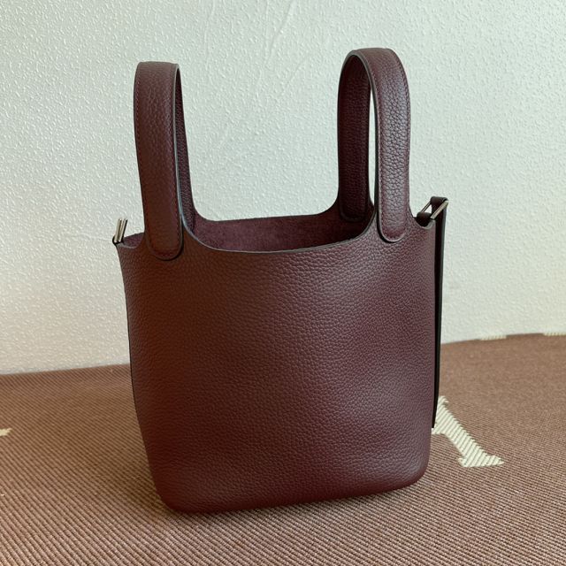 Hermes original togo leather picotin lock bag HP0022 bordeaux