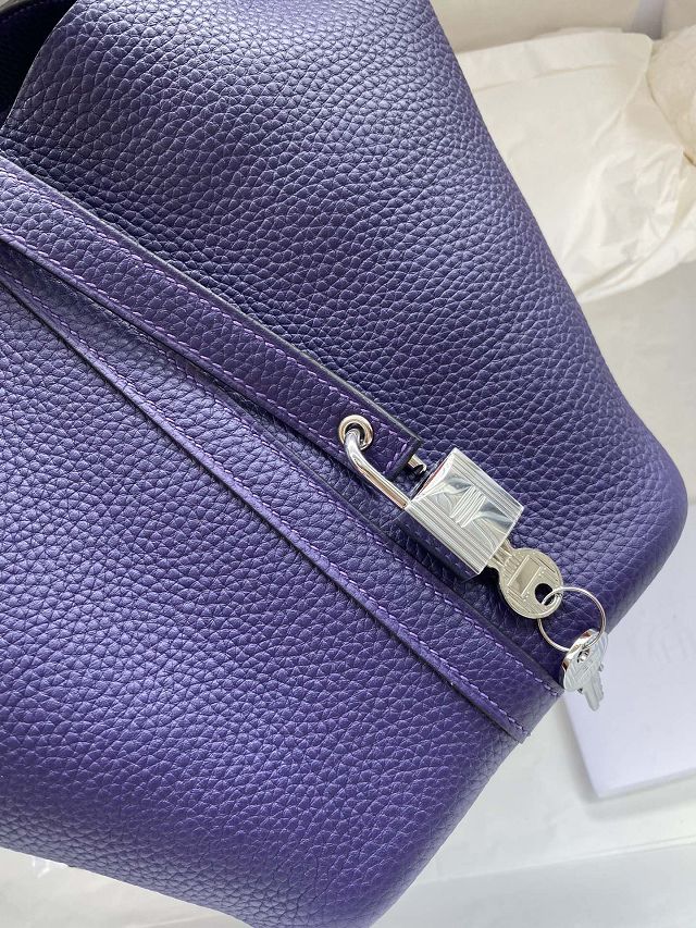 Hermes original togo leather small picotin lock bag HP0018 iris 
