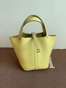 Hermes original togo leather small picotin lock bag HP0018 jaune poussin