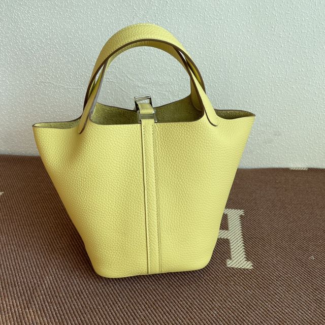 Hermes original togo leather picotin lock bag HP0022 jaune poussin