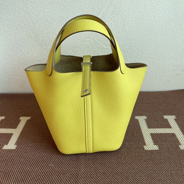 Hermes original togo leather small picotin lock bag HP0018 lemon yellow