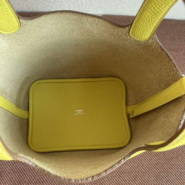 Hermes original togo leather picotin lock bag HP0022 lemon yellow	