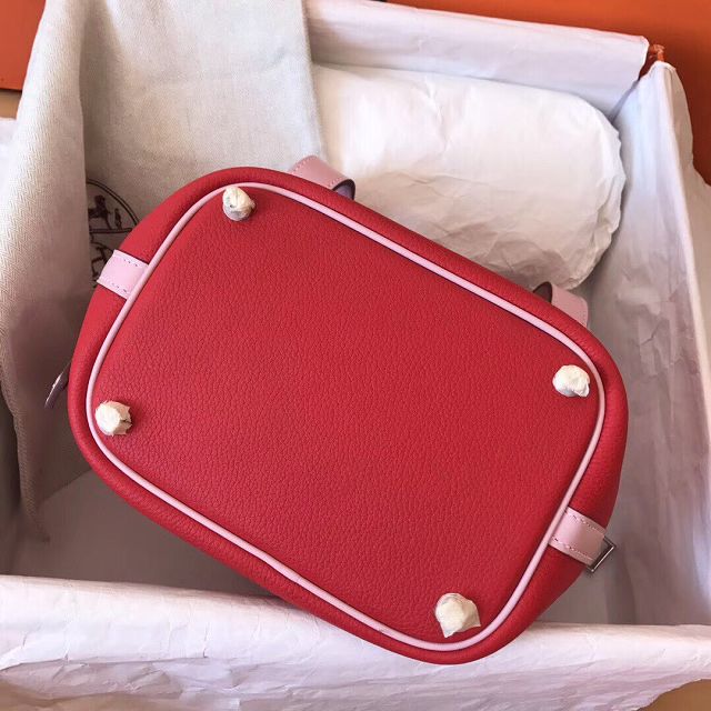 Hermes original togo leather small picotin lock bag HP0018 red&pink