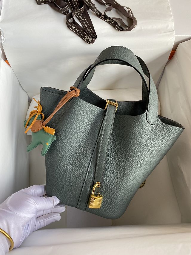 Hermes original togo leather picotin lock bag HP0022 vert amande