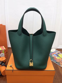 Hermes original togo leather picotin lock bag HP0022 blackish green