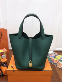 Hermes original togo leather small picotin lock bag HP0018 blackish green