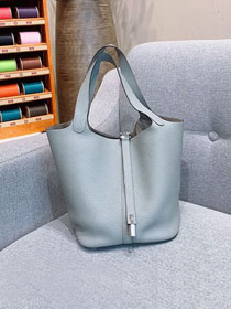 Hermes original togo leather small picotin lock bag HP0018 gris mouette