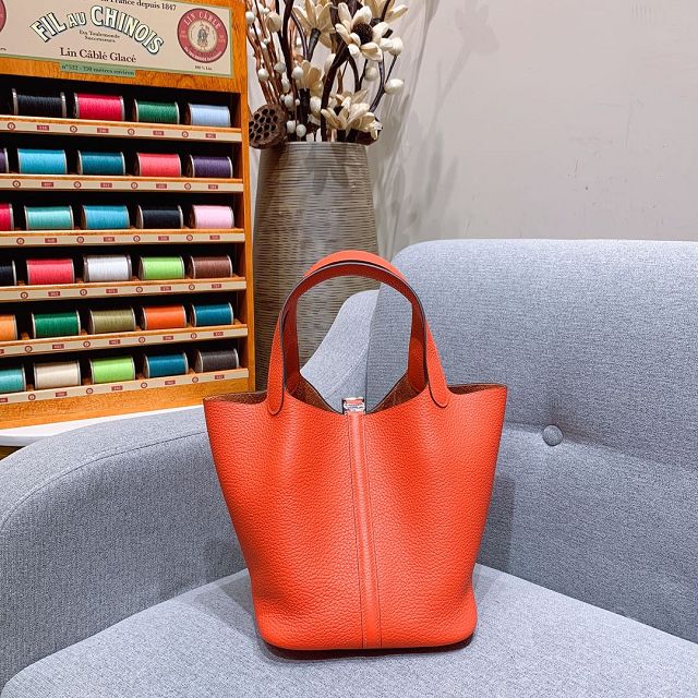 Hermes original togo leather small picotin lock bag HP0018 red