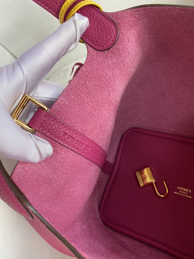 Hermes original togo leather picotin lock bag HP0022 rose purple