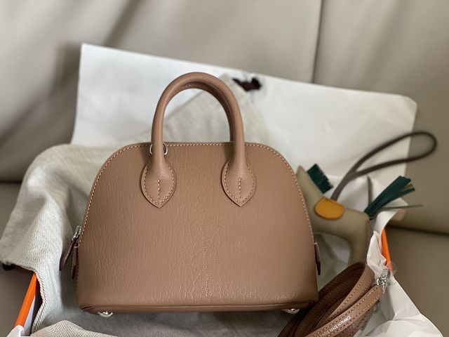 Hermes original chevre leather mini bolide bag H018 quebracho 