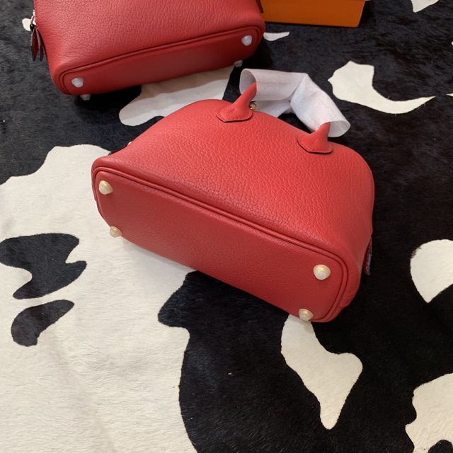 Hermes original chevre leather mini bolide bag H018 red