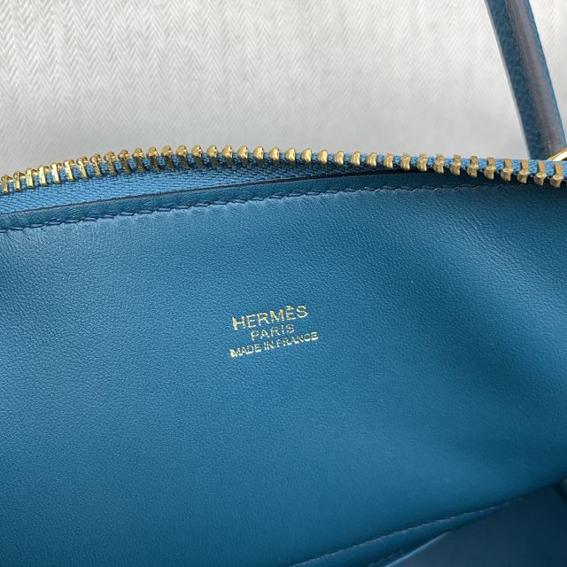 Hermes original epsom leather medium bolide 31 bag B031 vert bosphore