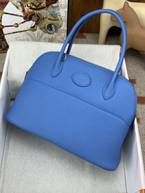 Hermes original togo leather medium bolide 31 bag B031 blue paradise