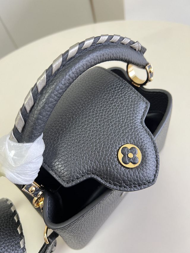 Louis vuitton original calfskin capucines mini handbag M21129 black