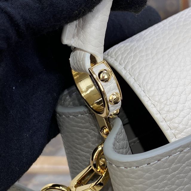 Louis vuitton original calfskin capucines mini handbag M48865 grey&white