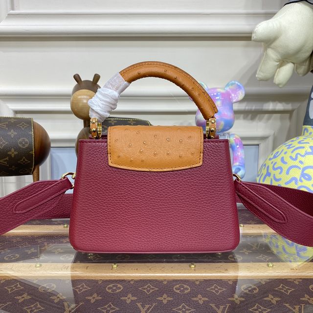 Louis vuitton original calfskin capucines mini handbag M81409 burgundy