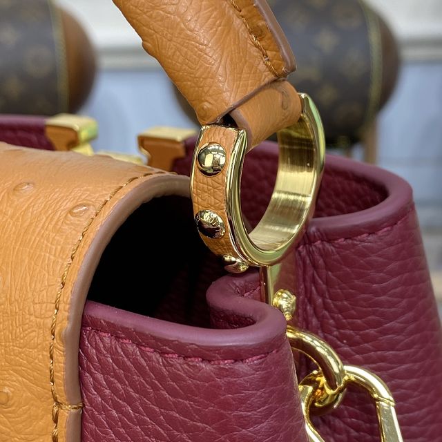 Louis vuitton original calfskin capucines mini handbag M81409 burgundy