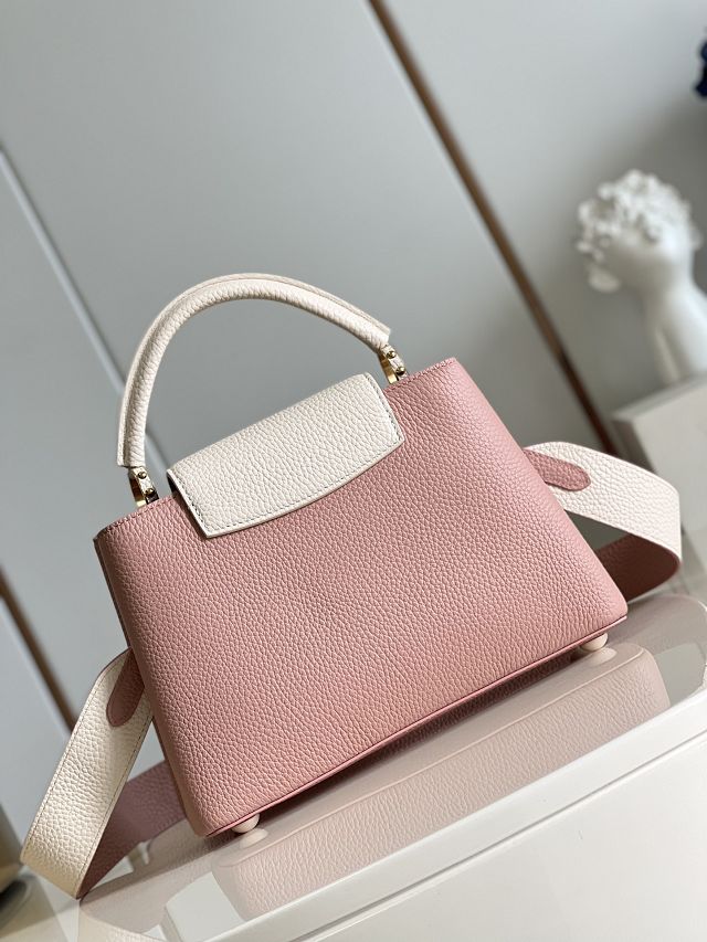 Louis vuitton original calfskin capucines BB handbag M58671 pink&white
