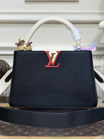 Louis vuitton original calfskin capucines mm handbag M20704 black&white