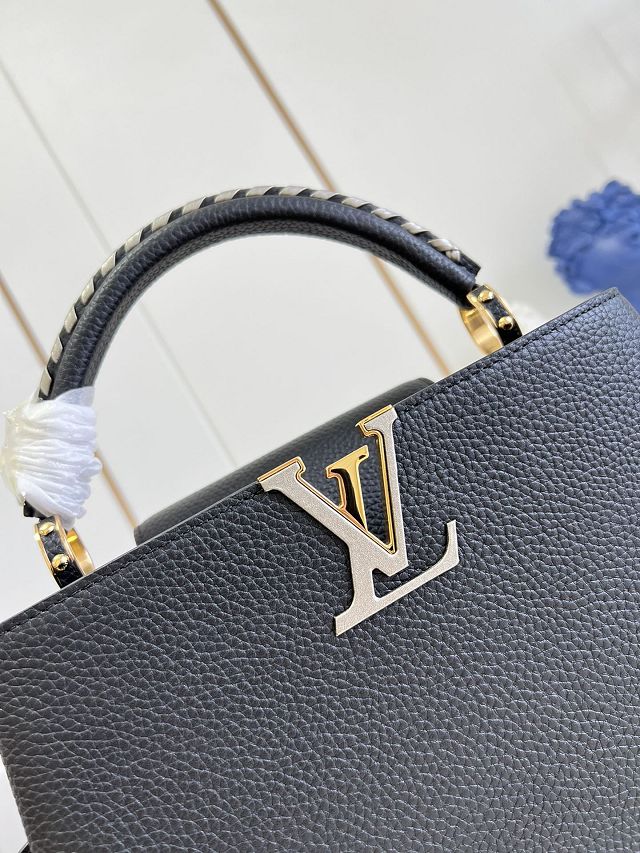 Louis vuitton original calfskin capucines mm handbag M21121 black