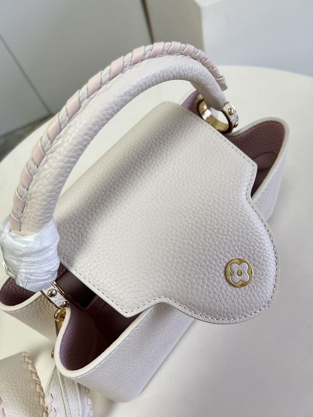 Louis vuitton original calfskin capucines mm handbag M21121 white