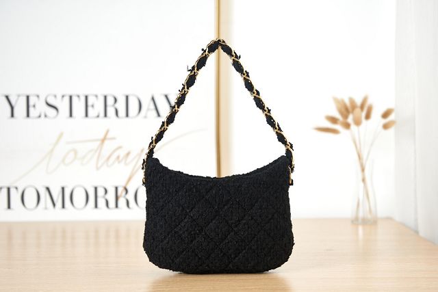 CC original tweed small hobo handbag AS3562 black