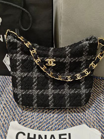 CC original tweed large hobo handbag AS3631 black&grey