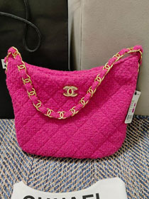 CC original tweed large hobo handbag AS3631 fuchsia