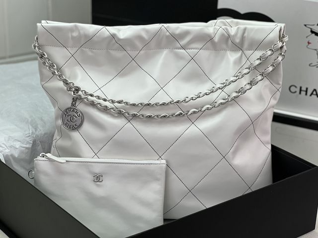 CC original calfskin 22 medium handbag AS3261 white&black