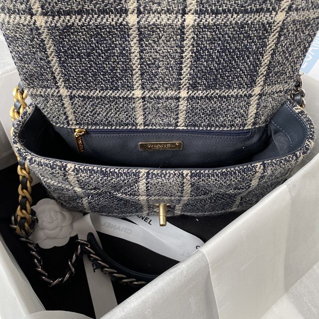 CC original tweed 19 small flap bag AS1160 blue&grey