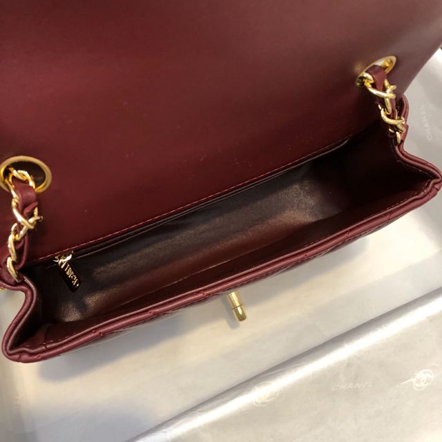 CC original lambskin leather mini flap bag A69900-4 bordeaux