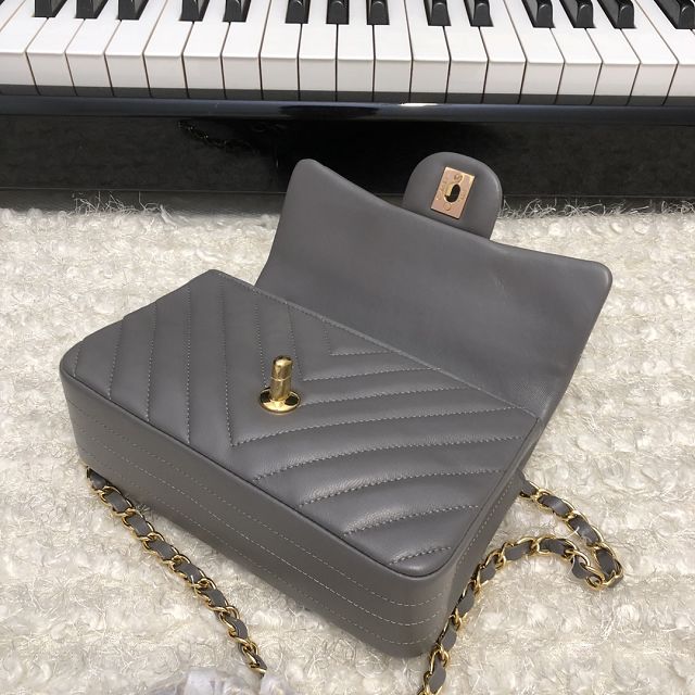 CC original lambskin leather mini flap bag A69900-4 grey