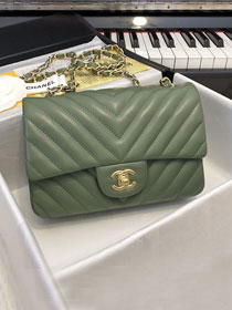 CC original lambskin leather mini flap bag A69900-4 khaki green