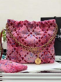 2022 CC original tweed 22 small handbag AS3260 pink