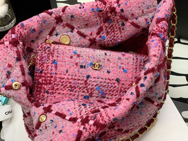 2022 CC original tweed 22 small handbag AS3260 pink