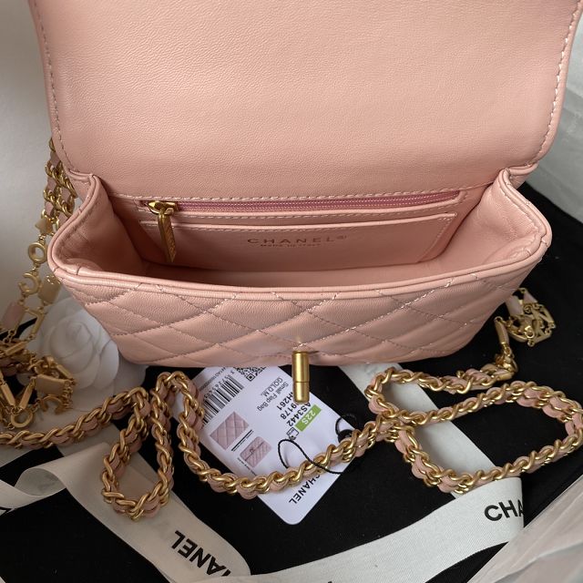 CC original lambskin mini flap bag AS3442 pink